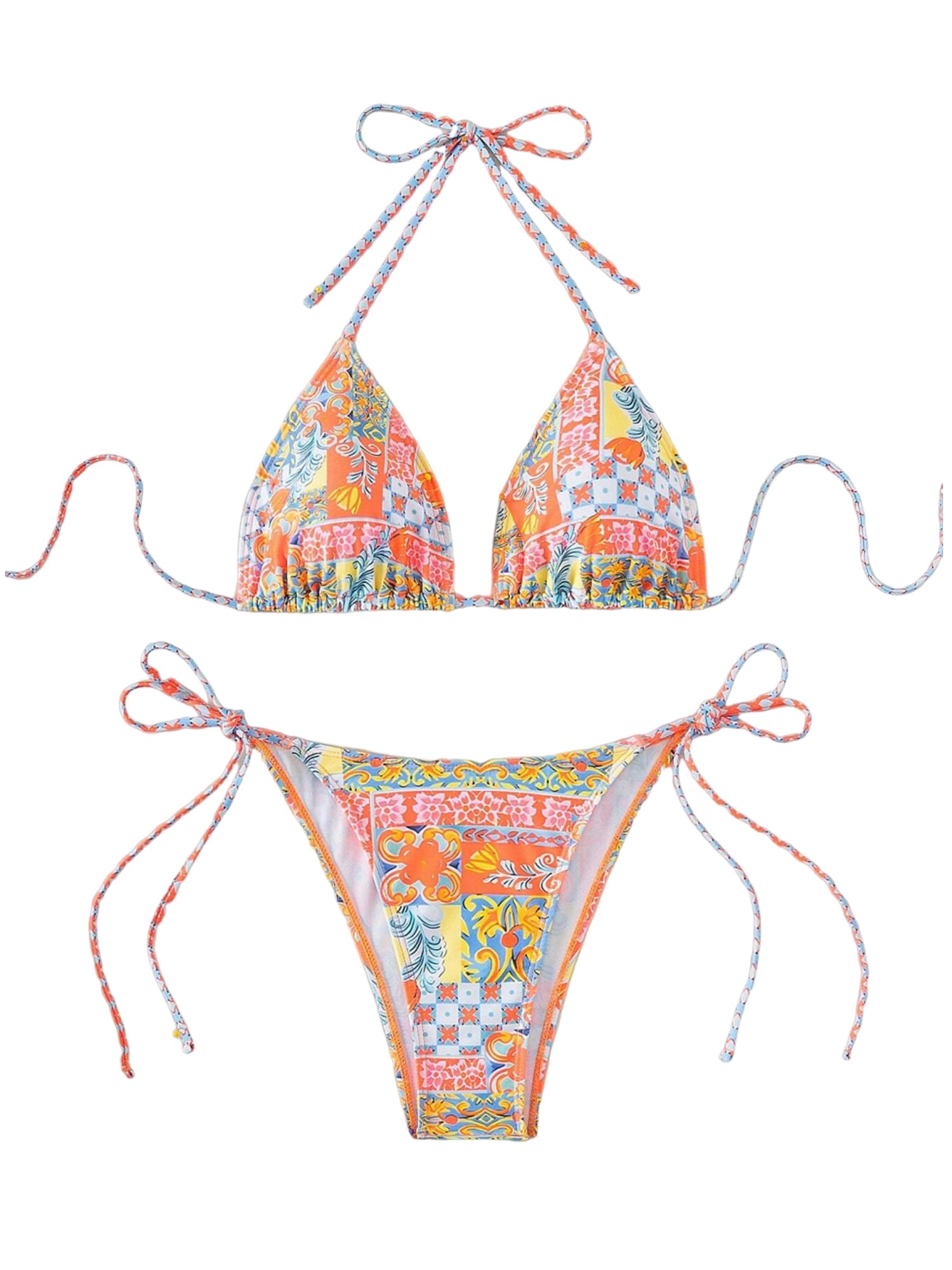 ZAFULTriangle Bikini for Women 2 Piece Halter Bikini Sets Sexy High Cut Bathing Suit Side Tie Swimsuits