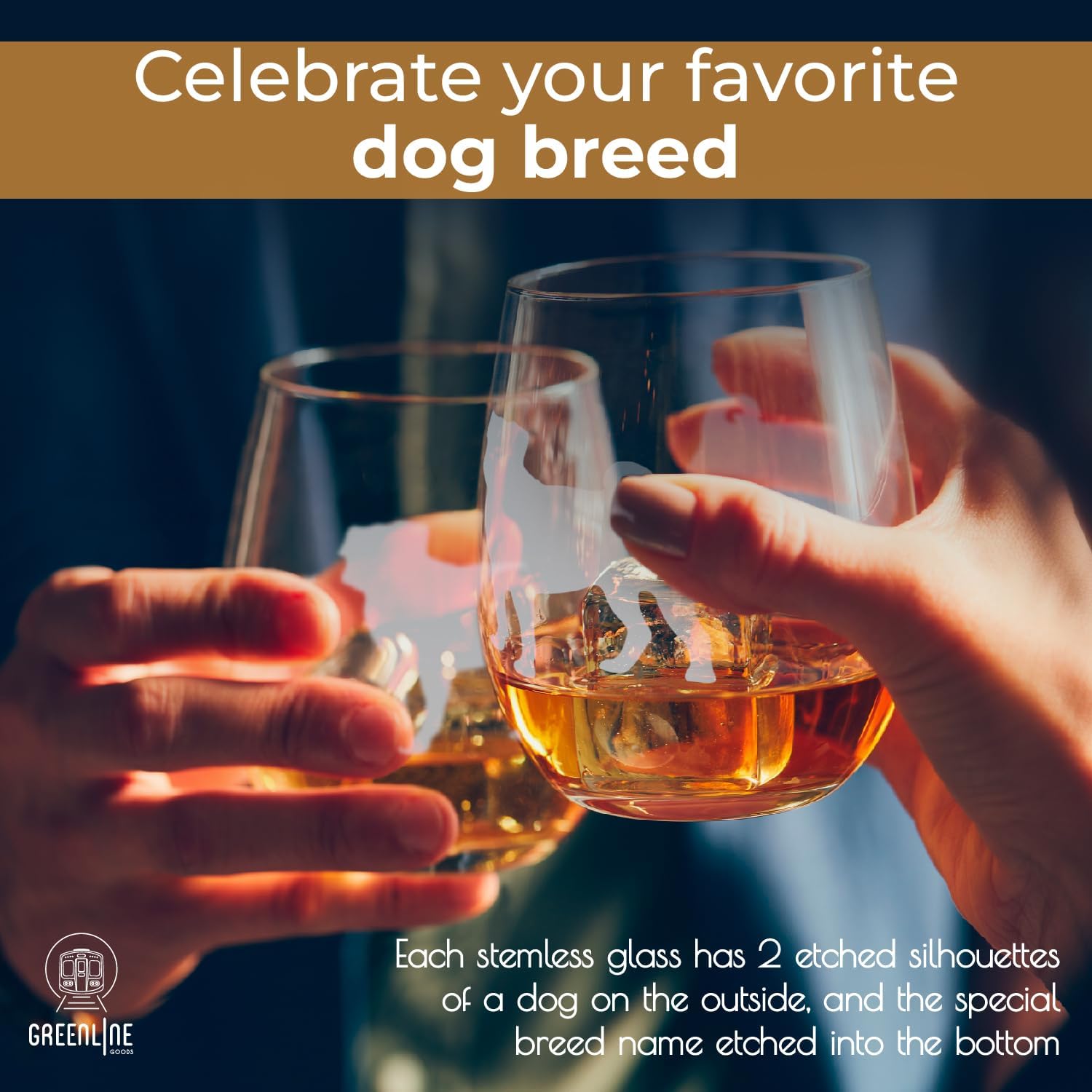 Greenline Goods Pug Stemless Wine Glasses (Set of 2) - Unique Gift for Dog Lovers - Hand Etched with Breed Name on Bottom - Image 2