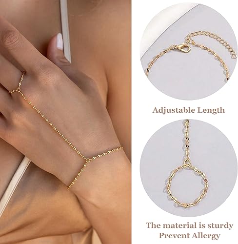 Miniatura 3 de Long tiantian Hand Chain Bracelet Gold Bracelets for Women Link Chain Bracelets Trendy Finger Ring Slave Bracelet Jewelry Gifts