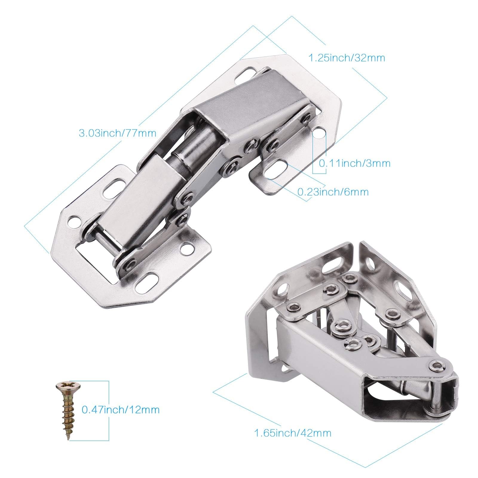 JIZZU 10 Piezas Bisagras Puertas Cocina, Bisagra Puertas Madera de Cierre Suave con tornillos, 90 Grados Bisagras para Gabinete de Cocina, Puerta de Armarios, Armarios de Baño