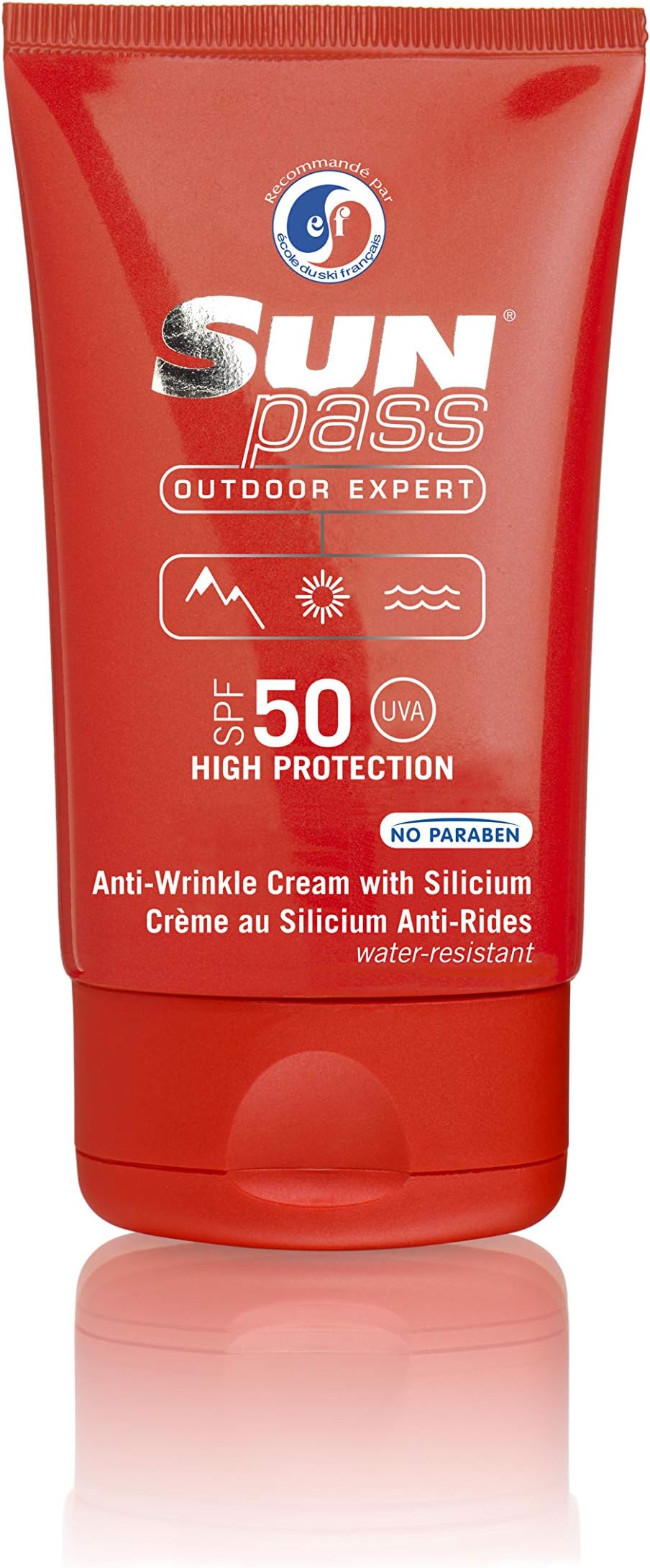 Sun Pass - Sunscreen and Anti Wrinkle cream with Silicium - High Protection - 40 mL - Designed and made in France - Waterproof - No Paraben