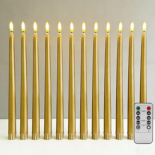 Miniatura 13 de Velas Cónicas Sin Llama Color Rosa con Control Remoto, Juego de 12 Candeleros LED Navideños a