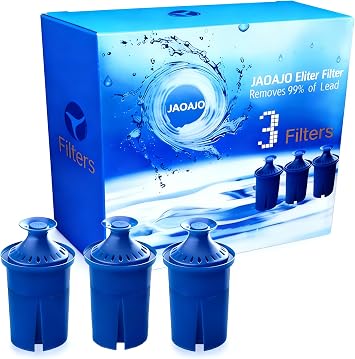 Elite Water Filter Lasting 6 Months-Efficient Long-Life Elite Filter, Replacement for Brita Pitcher Water Filter and Dispensers, Etc.,NSF Certified to Remove 99% of Lead,BPA FREE, 3 Count Blue