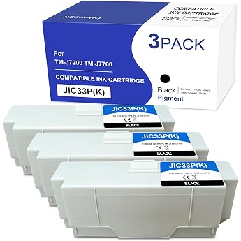 SJIC33P SJIC33PK Compatible Cartridges for EPN TMJ 7700 TMJ 7200 TM-J7700 TM-J7200 TMJ7700 TMJ7200 Printer Pack of 3