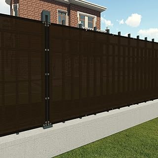 Patio Fence Privacy Screen 6' x 12' Balcony Panels Temporary Fencing Blockage for Outdoor Garden Deck Backyard, Chain Link Fence with Grommets and Zipties, Brown