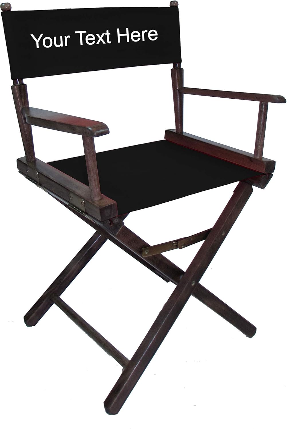 Personalized Embroidered Gold Medal Commercial 18" Table Height Walnut Frame Directors Chair - Black