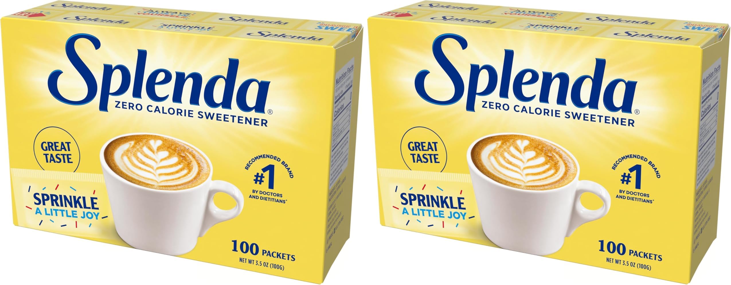 SPLENDA Zero Calorie Sweetener, 100 Count (Pack of 2)