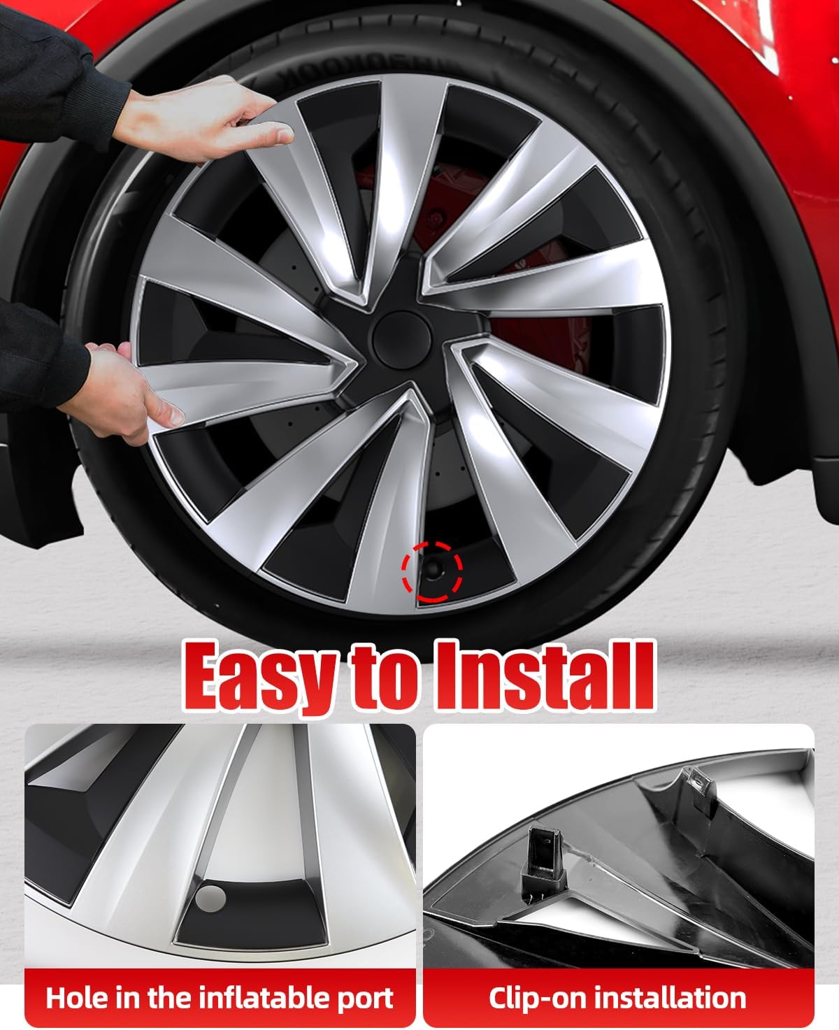 Wheel Covers 19 Inch for Tesla Model Y Juniper Accessories 2025 2026 ABS Hubcaps 4 Pcs Compatible with Tesla Molde Y Rim Protector Replacement Wheel Cover (Silver, 19 inches)