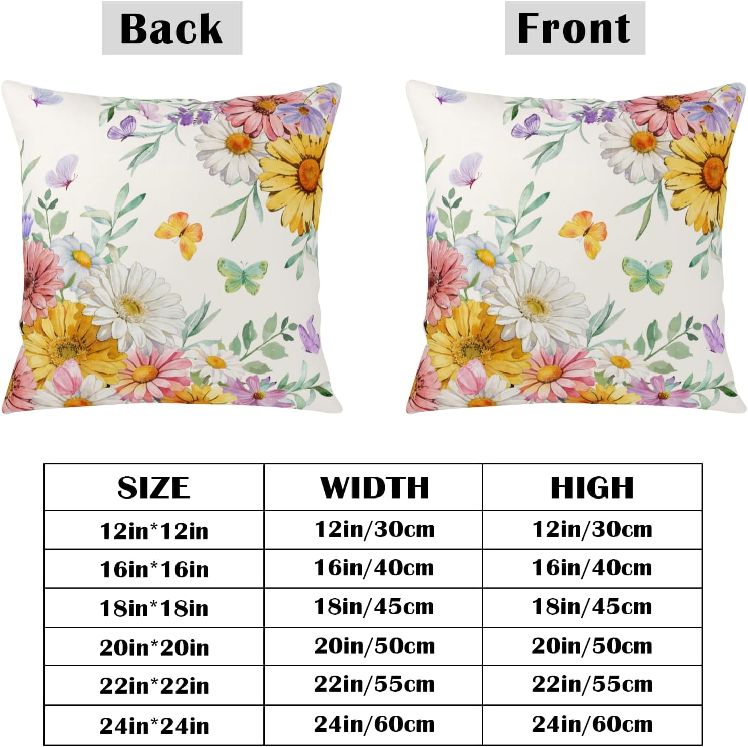 Spring Floral Pillow Covers 18x18 Inch Wildflower Sunflower Decorative Throw Pillow Covers Set of 2 Colorful Flowers Pillowcases for Summer Holiday Couch Party Decor image 4