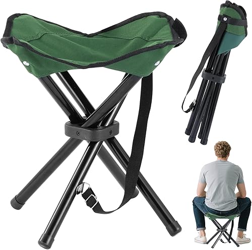 Taburete de camping plegable portátil, silla de pesca de viaje, silla de campamento con marco cuádruple, peso máximo, 290 libras, silla de jardín