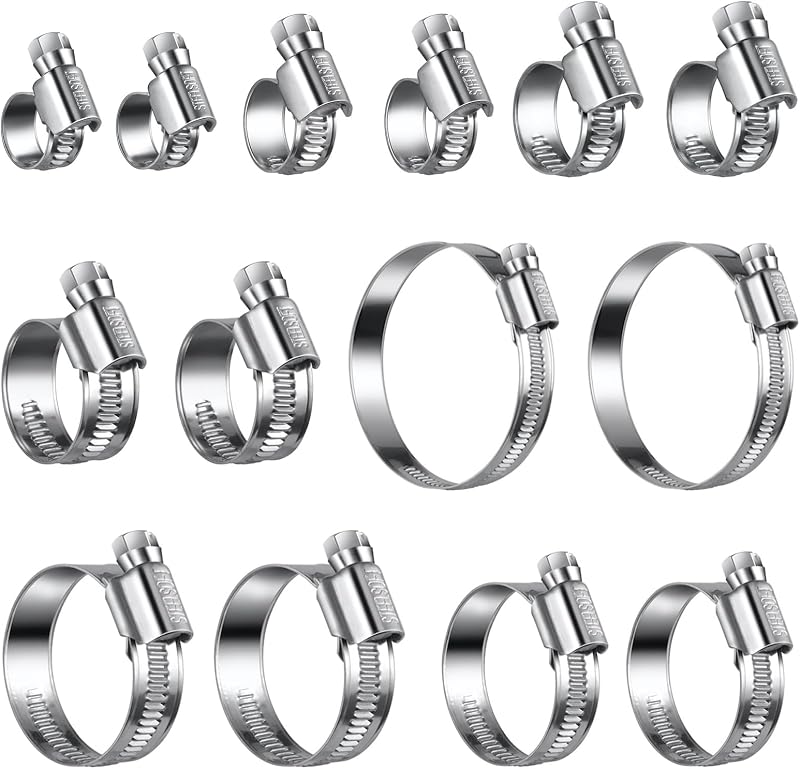 Kit de Abraçadeiras de Mangueira Steelsoft em Aço Inoxidável 304, Faixa Sólida Não Perfurada – 14 unidades
