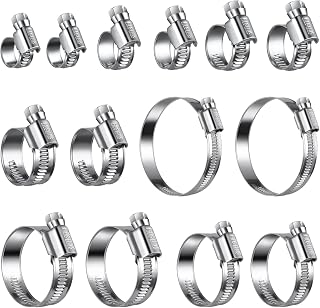 Heavy Duty Hose Clamp Assortment Kit 5/16-2 3/4"(8-70mm),SAE Standard, All 5/16"HEX, 304 Stainless Steel Hose Clamps for Fuel Line,Automotive,Garden