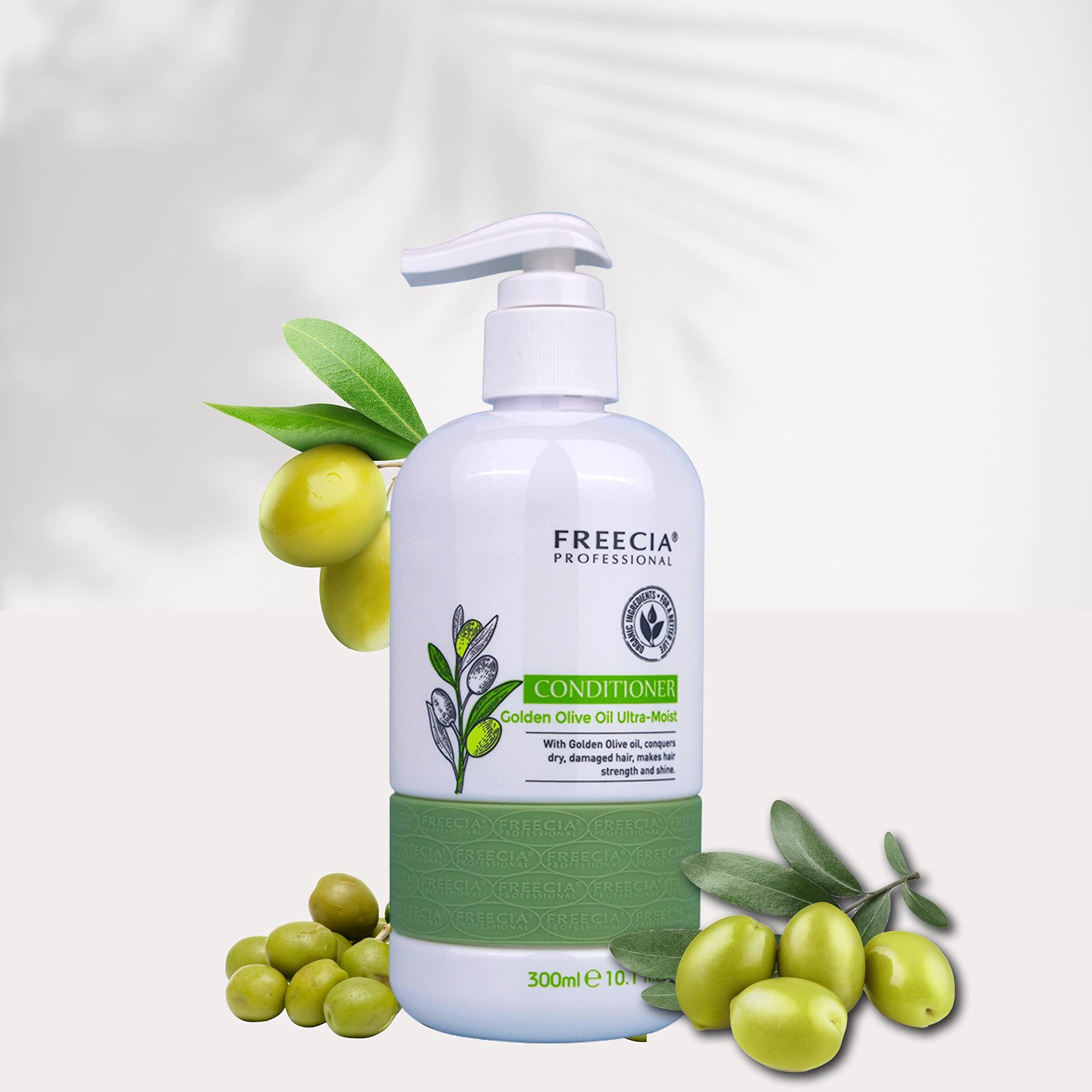 FREECIA® Professional Golden Olive Ultra-Moist Conditioner For Chemical Treated Hair | Anti-Dandruff | Hair Nourishment | Color Longevity | Conditioner For Colored Hair | All Hair Type| Unisex | 1000ml