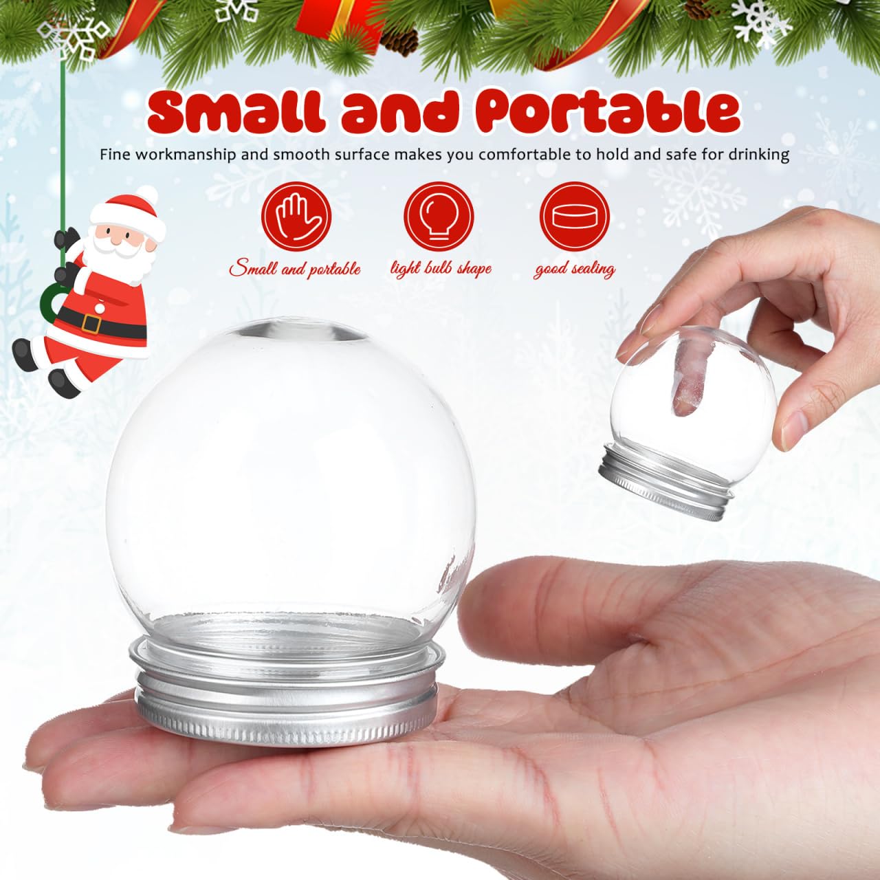 iplusmile 12 sfere di neve da 150 ml fai da te in plastica trasparente con coperchio svitabile, bottiglia di caramelle in vuoto per lavori fai da te