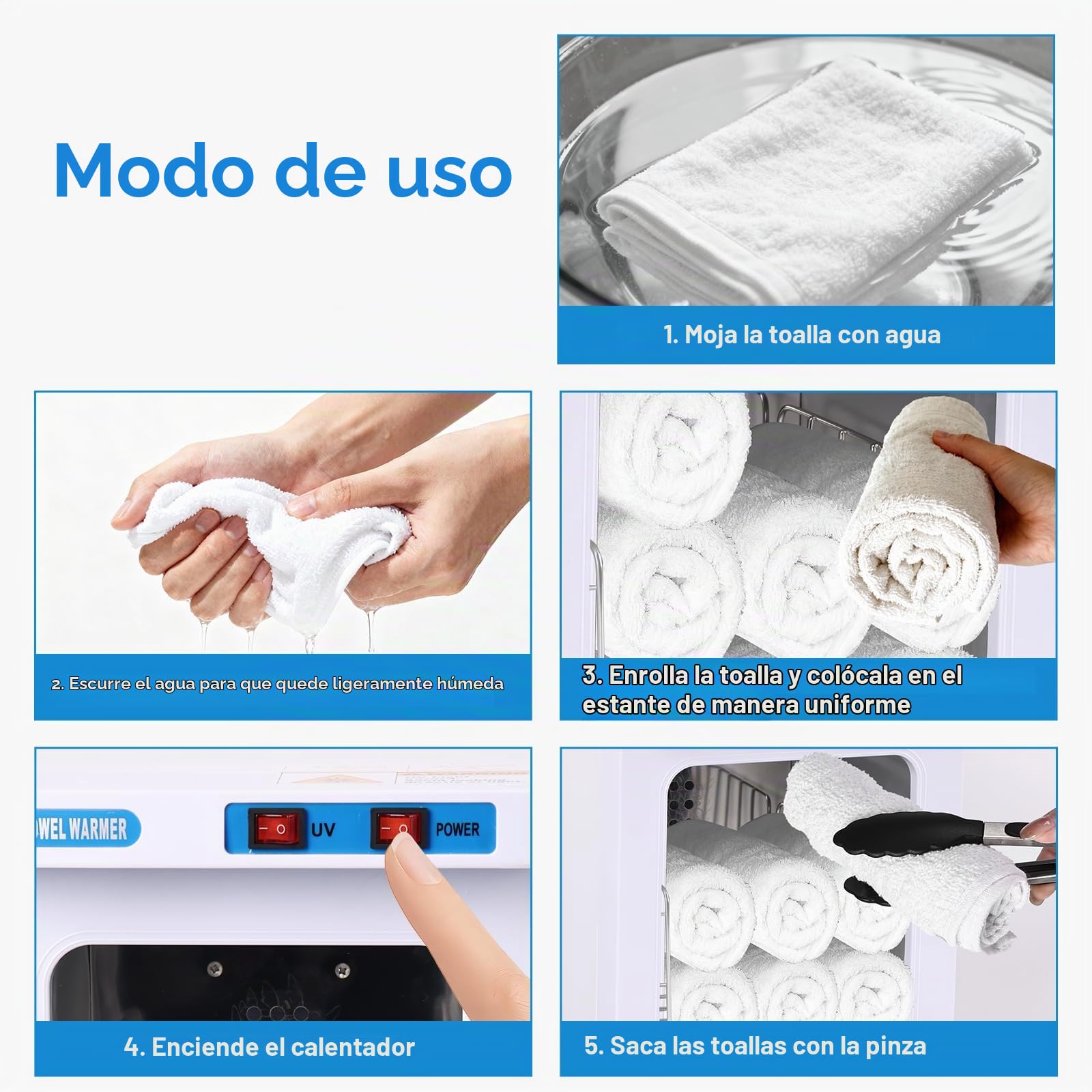 iklestar Calentador de Toallas, 5L Calentador de Toallas gabinete estetica con Clip, pequeña Caja de calefacción de Toalla portátil para Facials SPA salón de Belleza