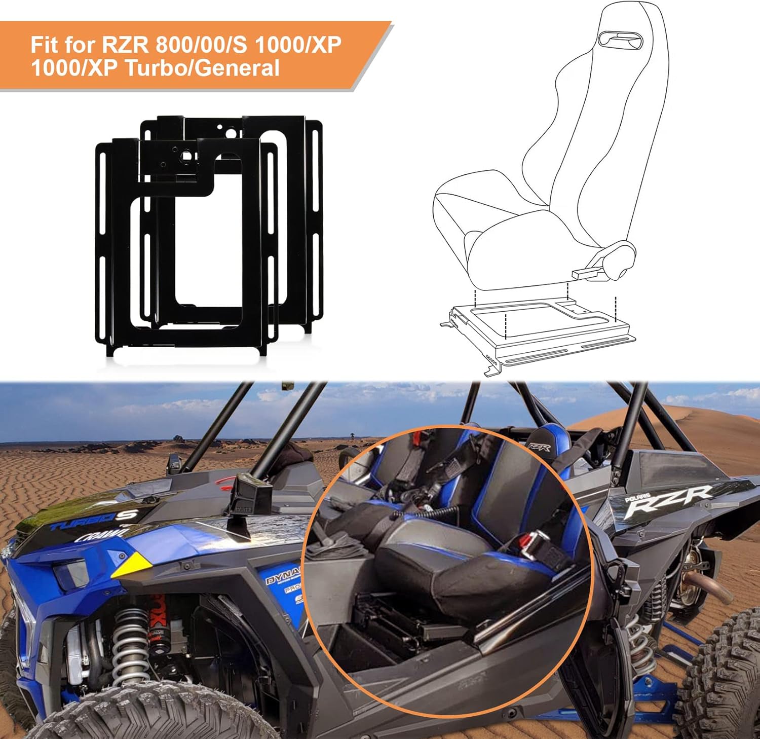 PSLER UTV RZR Adjustable Seat Lowering and Reclining Base Adapter RZR Seat Recline Drop Brackets RZR Replacement Seat Mounts for RZR 800,900,S 1000,XP 1000,XP Turbo,Turbo S,RS1,General Accessories
