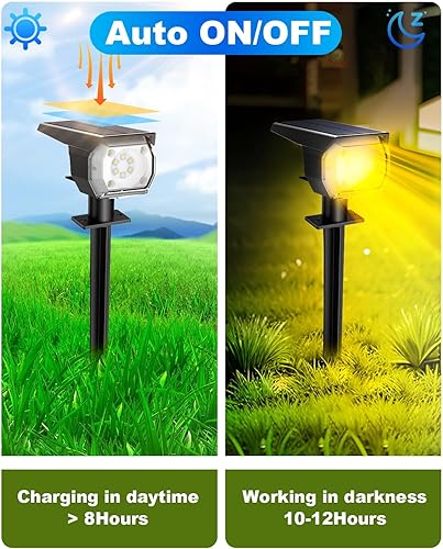 Miniatura 3 de Physhy Focos solares para exteriores, 7 modos de cambio de color, luces solares de paisaje, focos solares IP67 impermeables para exteriores, luces