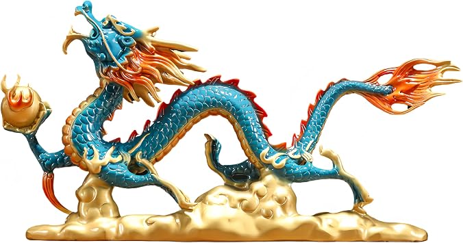 Brass Chinese Dragon Statue & Figure, Dragon Gift, Feng Shui Gifts Decor