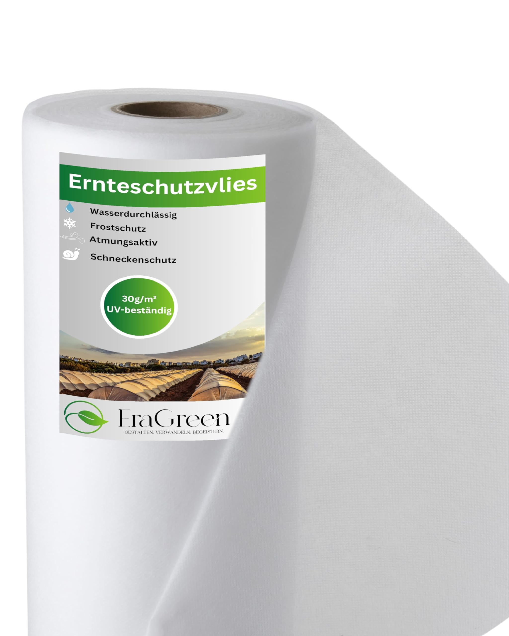 EraGreen Bâche de protection non-tissé 30 g/m² - 1,6 m x 50 m - Voile d'hivernage anti-gel pour plantes, voile de croissance respirant, voile pour serre, voile de jardin pour couvrir les parterres de