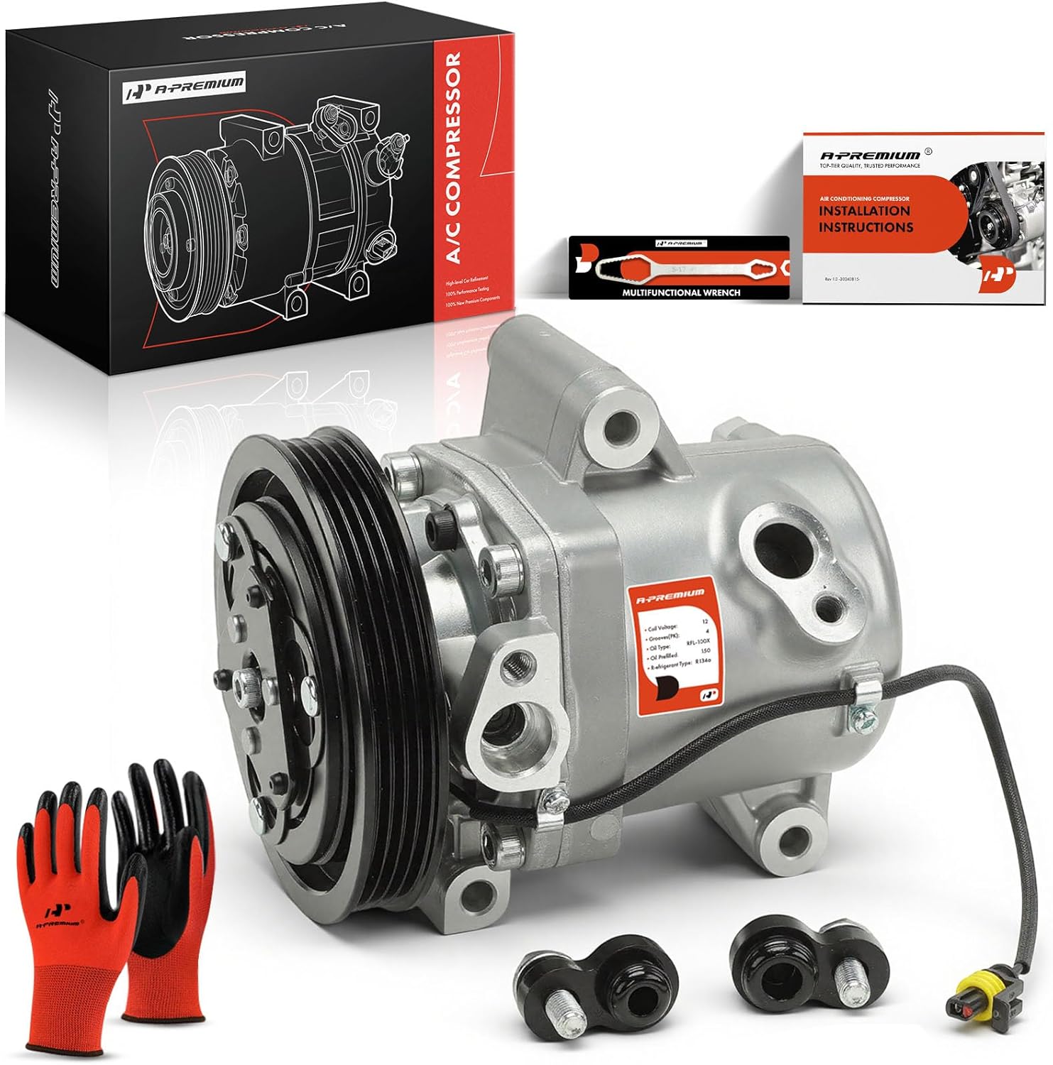 A-Premium Air Conditioner AC Compressor with Clutch Compatible with Smart Fortwo 1.0L 2008-2015