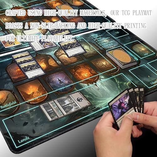 Miniatura 4 de MTG - Alfombrilla de juego tamaño 24 x 14 pulgadas, bolsas de almacenamiento antideslizantes, ideal para entusiastas de los juegos de cartas,