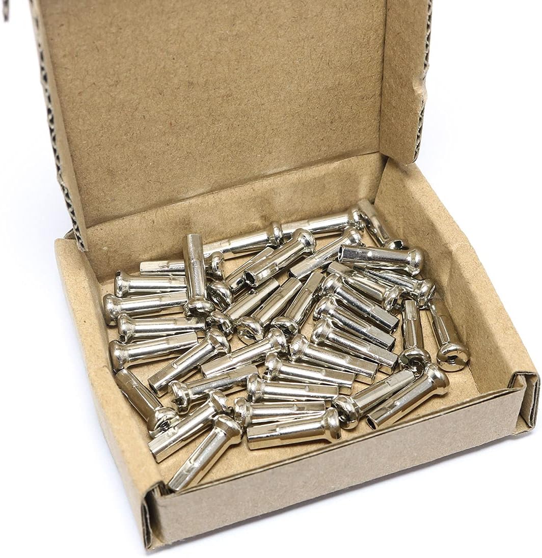 36pcs Mountain Bike Spoke Cap 16mm Spoke Nipples Silver Wheel Spoke Nipples Decor for 14G Mountain Road Bicycles