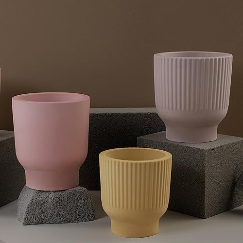 Miniatura 10 de Moldes redondos para tarros de velas, cilindro creativo de silicona, moldes para ollas, moldes para hacer botellas redondas de rayas de hormigón