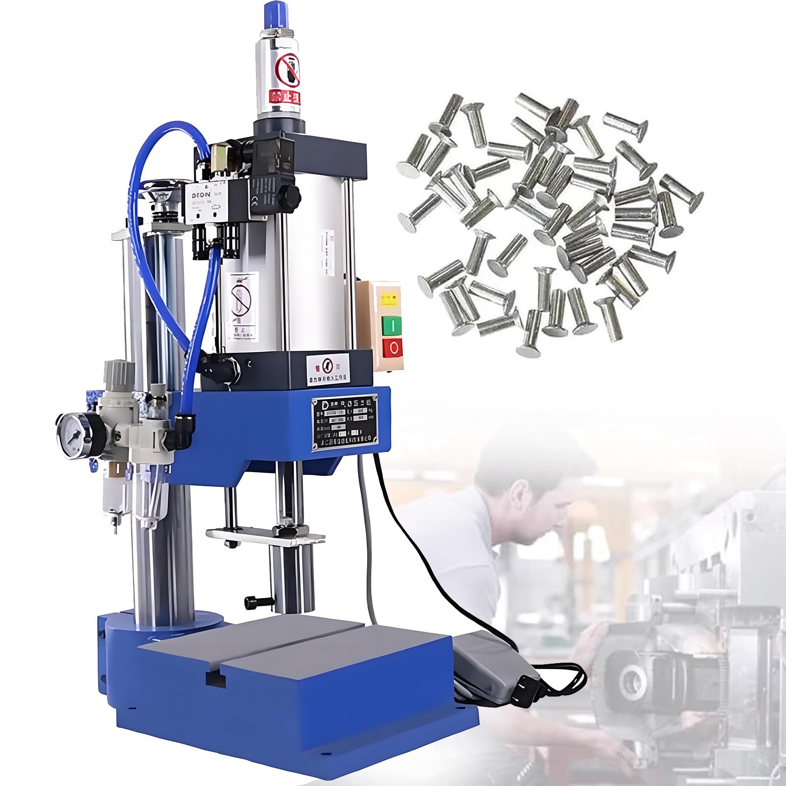 Jozyjul Footswitch Pneumatic Punching Machine 200Kg/300Kg Bench Press Small Gas Spleen High Precision Riveting Machine, For Sheet Metal Hole Punches -300Kg