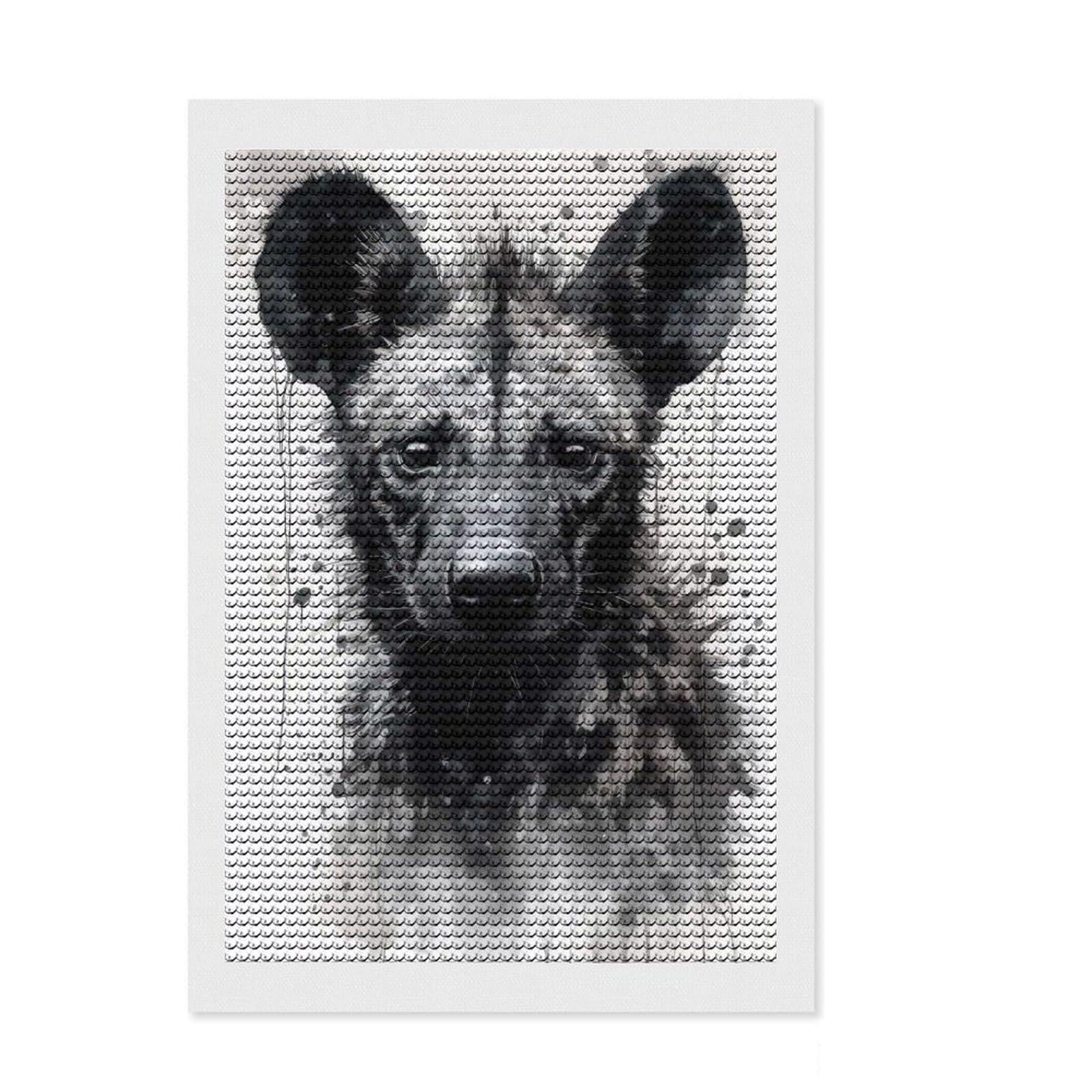 Junmoney Hyena Natures Scavenger 5D Diamond Painting Kit 8"x12", Easy to Enjoy, Cute Room Decor, Full Kit Included, Creative Gift Idea