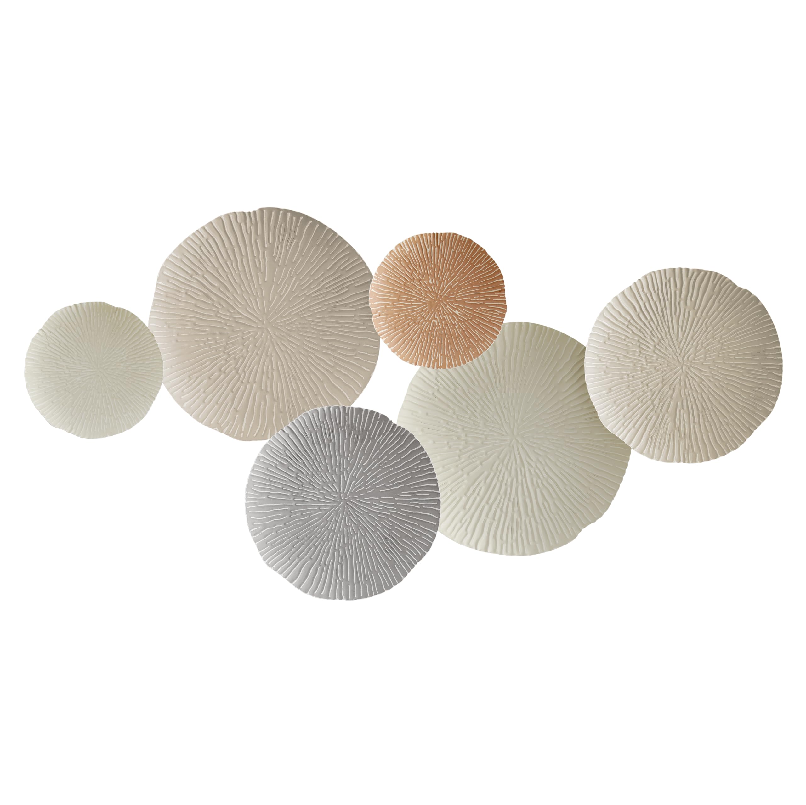 Danya B. Savanna Multi-Color Earth Toned Textured Connected Circle Plate Abstract Metal Wall Art (Small Scrapes on Back Side And Front Side)