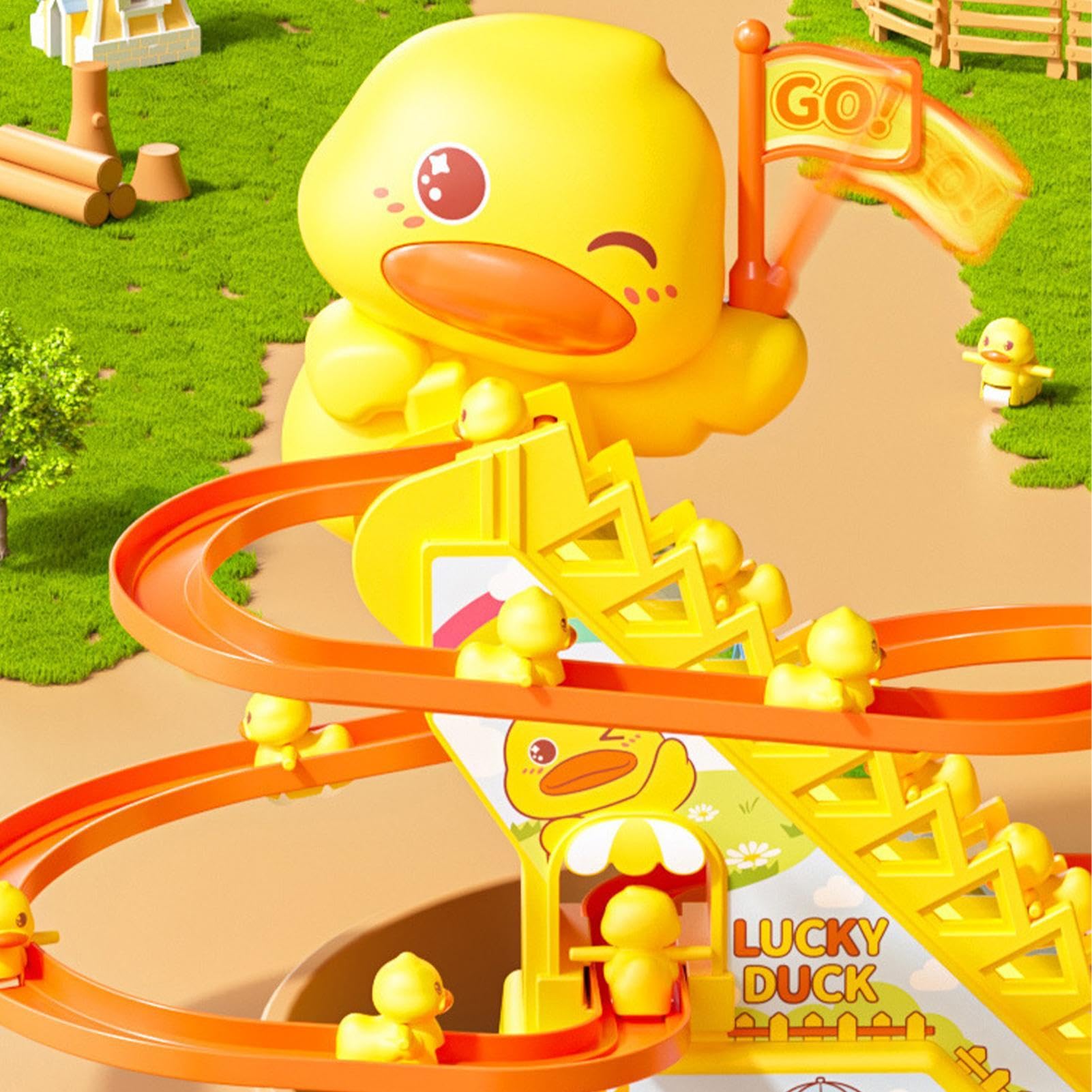 Little Yellow Duck - Juguete Educativo Con Patos Que Suben Escaleras Y Luces LED, Ideal Para Niños