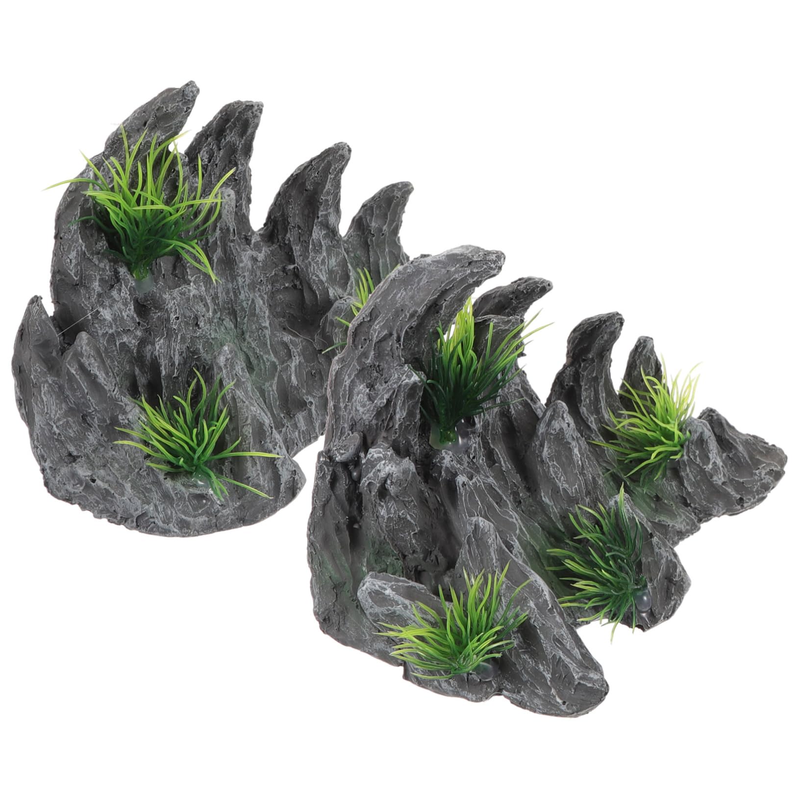 OUNONA Decoración del Paisaje del Acuario Decoración De Acuario De Peces Decoraciones De Peceras Acuarios Estatua De Rocalla Pecera Rocalla Resina 2 Piezas X 4