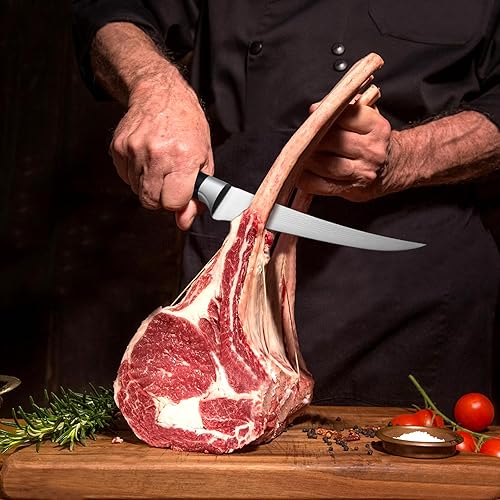 Miniatura 6 de APEO Cuchillo deshuesador de 6 pulgadas para cortar carne, hoja afilada curvada de acero inoxidable, juego de cuchillos de cocina con cuchillo de