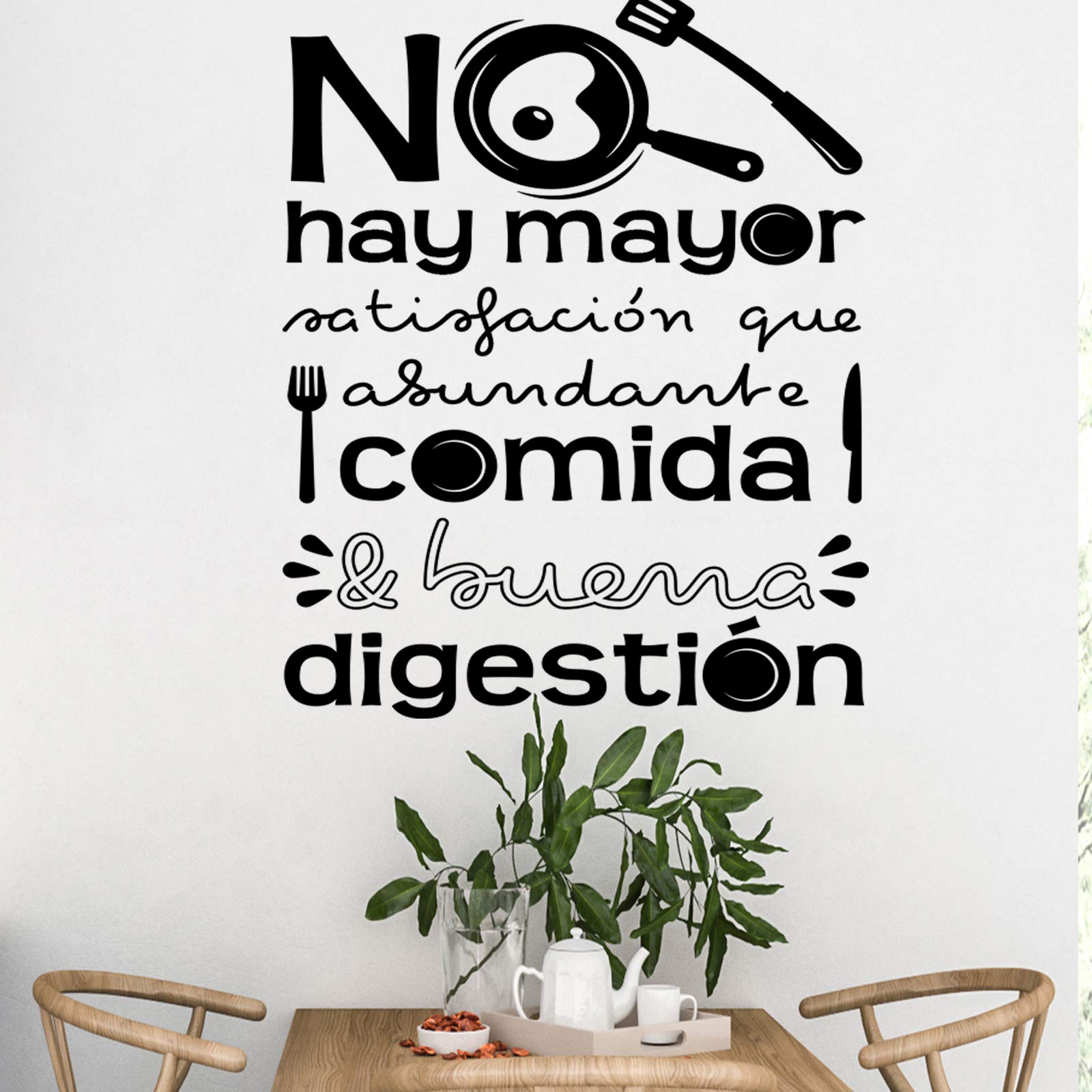 Vinilos de pared decorativo con frase decorativa cocina o restaurante "NO HAY MAYOR SATISFACCIÓN.." Pegatinas decorativas pared. Decoración casa Docliick DC-19146