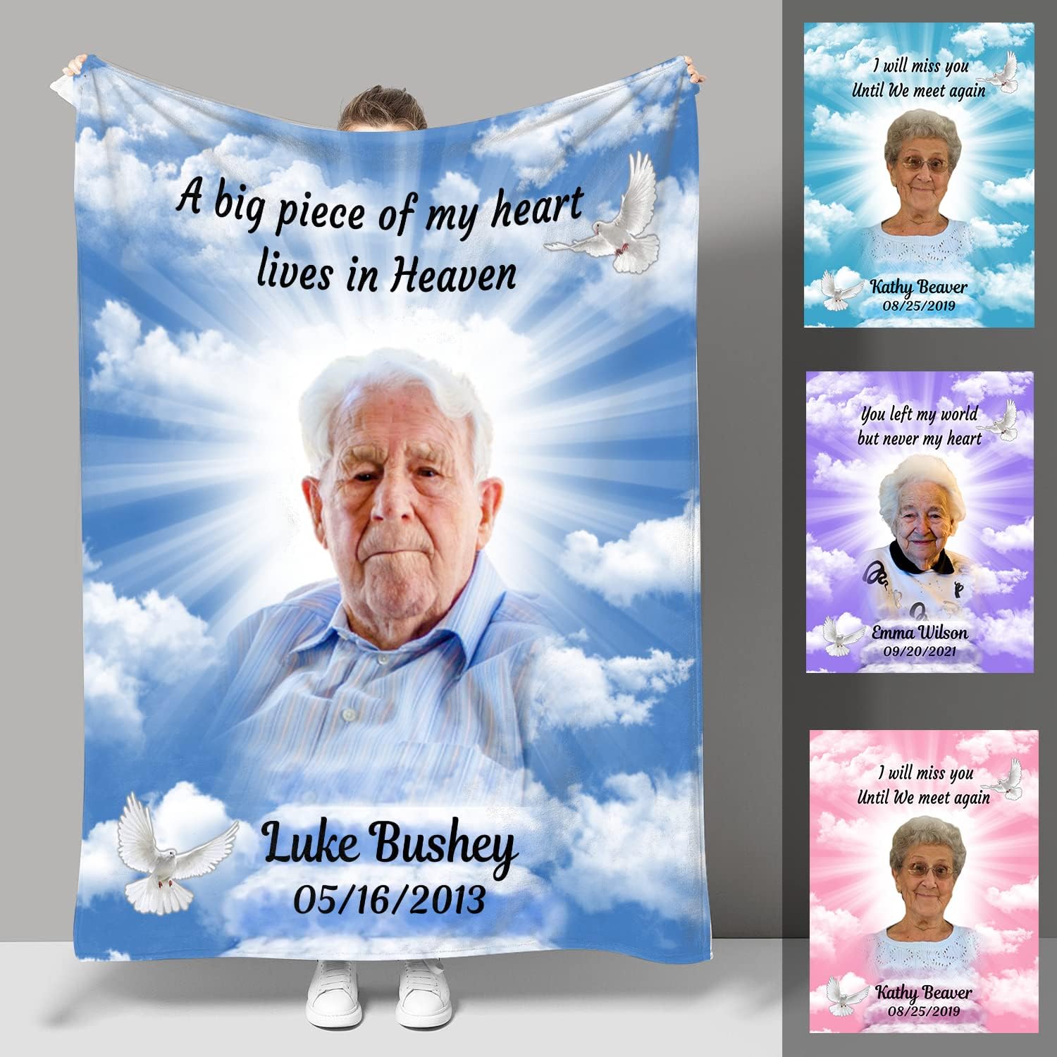 Loving Memory Blanket Upload Photo Memorial Personalized