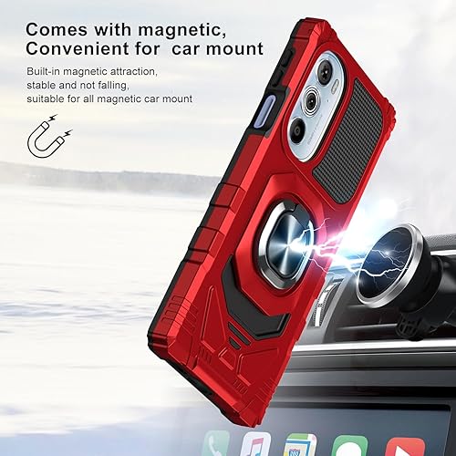 Miniatura 4 de Funda para Motorola Moto Edge Plus 2022 con anillo de soporte, soporte magnético de grado militar para Edge + 2022, funda protectora a prueba de