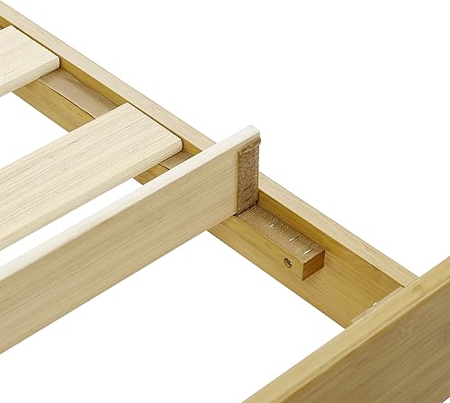 Miniatura 6 de BIKAHOM Dallas Mid-Century - Marco de cama moderno de tamaño individual, base de bambú sólido de 14 pulgadas con espacio de almacenamiento debajo de