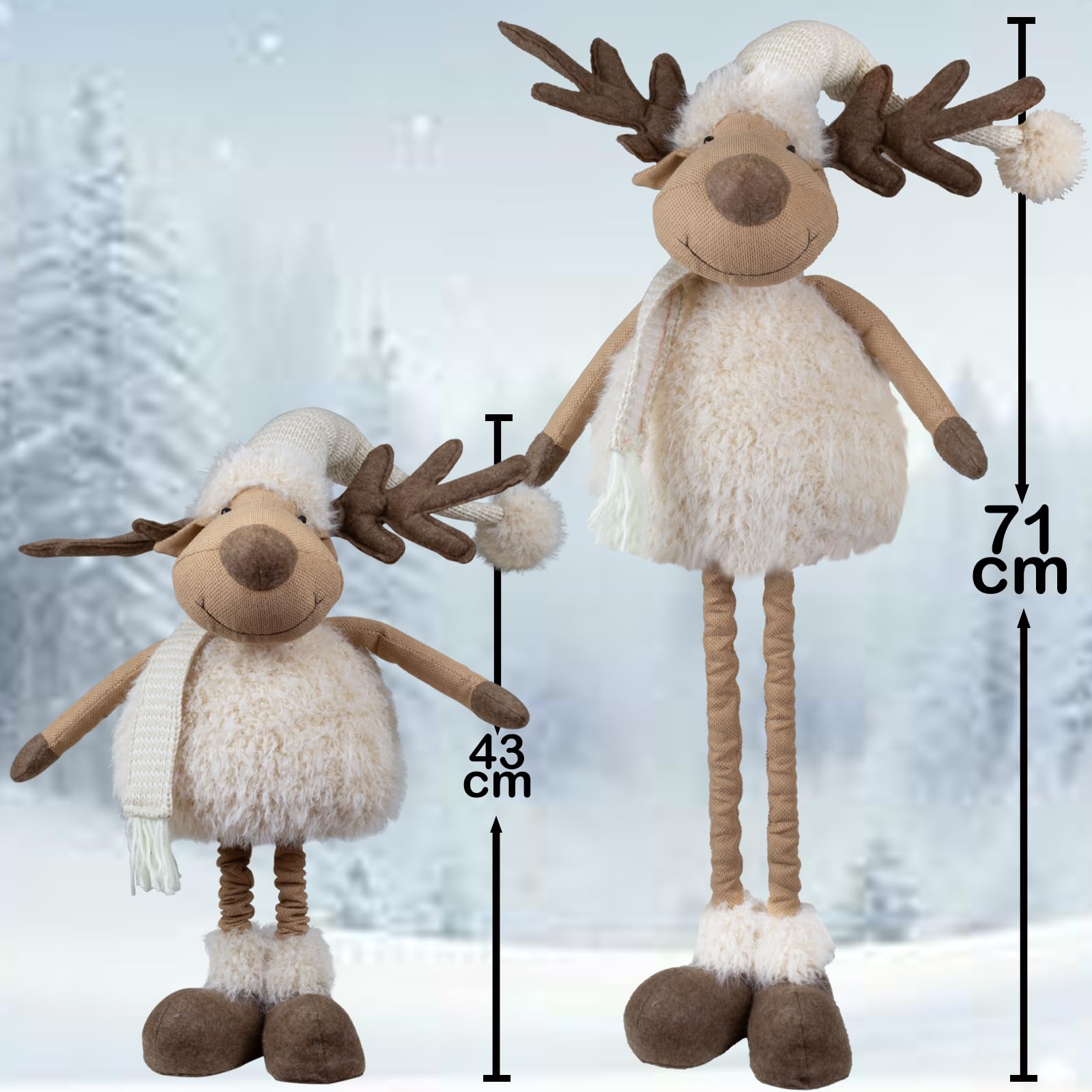 Monopol Christmas Paradise Elch Teleskopbeine 43-67cm (71-92cm) Dekofigur Rentier beige