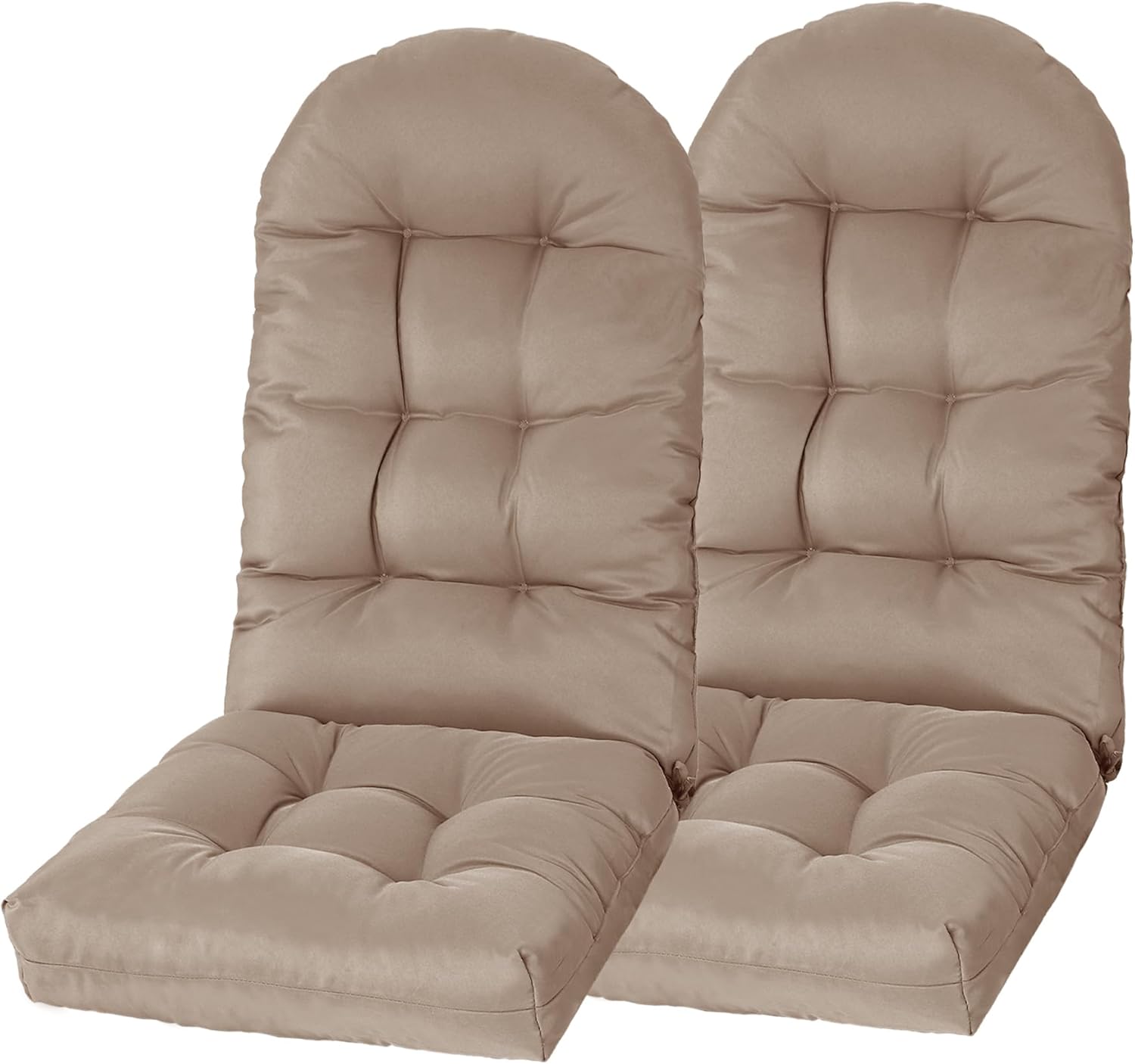 Yddsky Adirondack Chair Cushion, Rocking Cushions 44x19.4x4 inch, High Back Patio Recliner Cushion of Upper and Lower with Ties, Sunscreen and Fade-Resistant Khaki,2