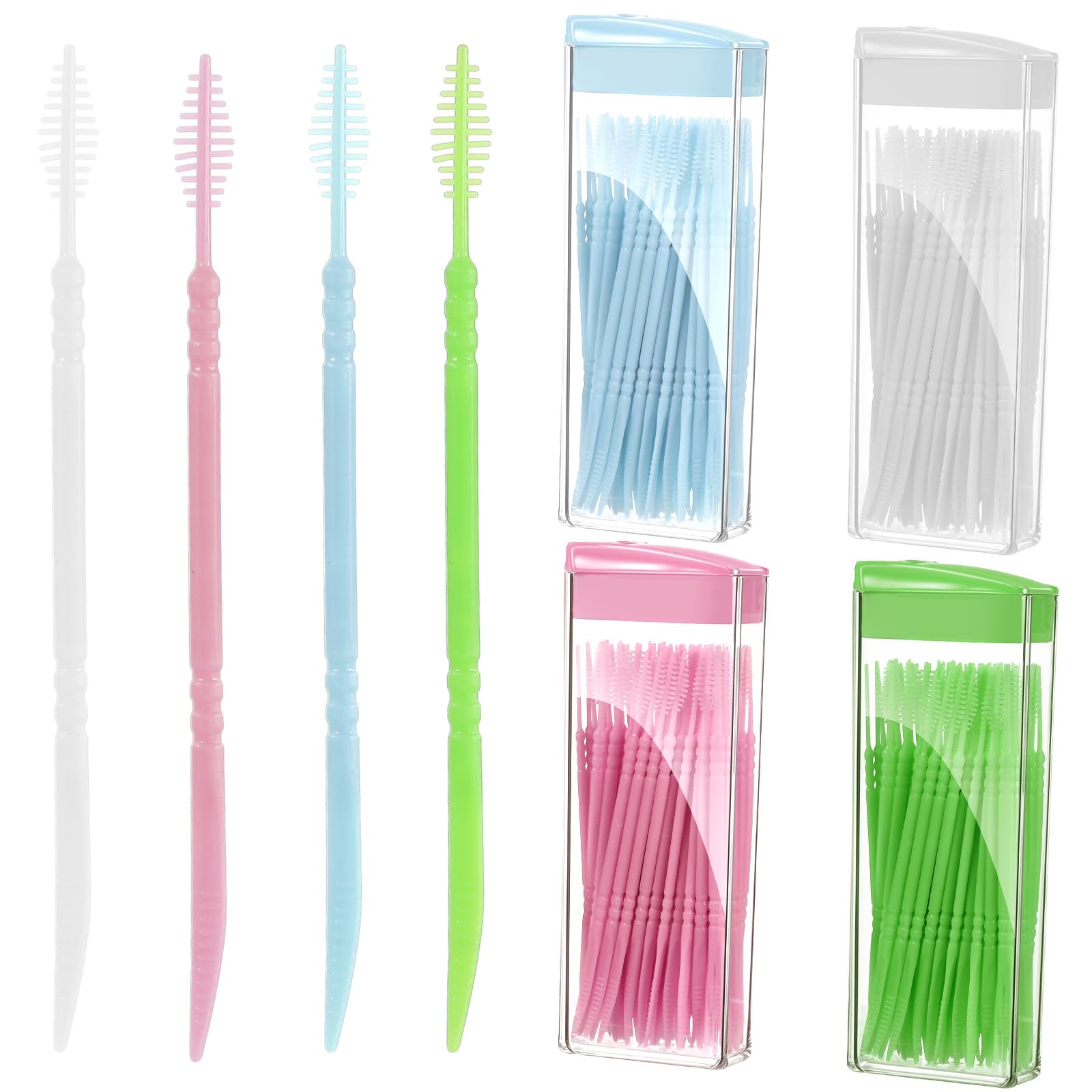 240Pcs Plastic Double Head Toothpick Doctors Brush Picks for Teeth Double Floss Picks Plastic Bristle 2-in-1 Dental Floss