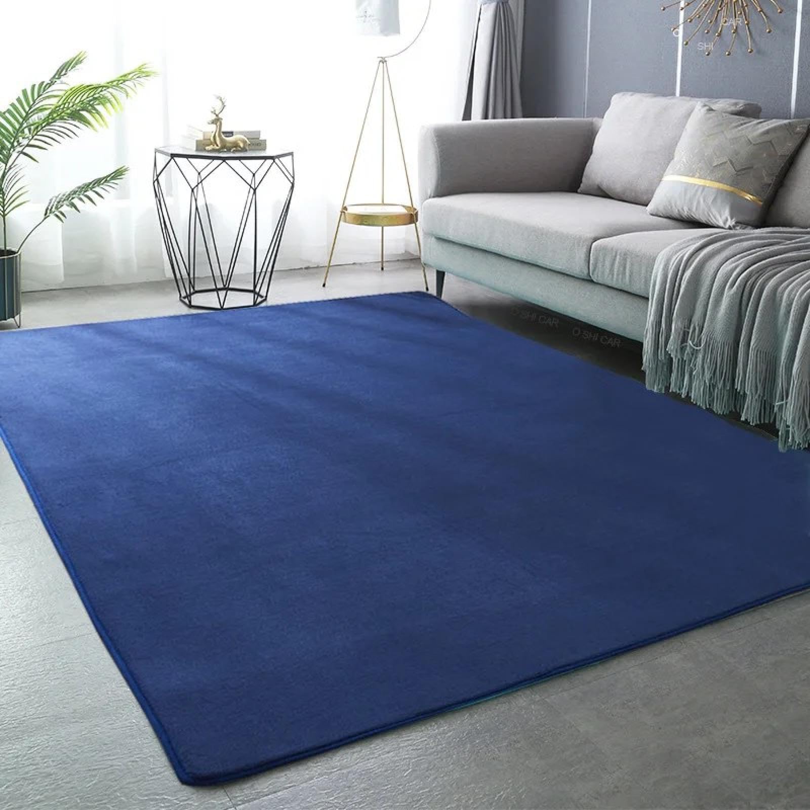 Tapis de jeu en peluche bleu marine pour chambre d'enfant et balcon