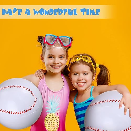 Miniatura 6 de Zhanmai Paquete de 6 pelotas inflables de béisbol de 16 pulgadas, pelota de playa grande deportiva con bomba para adultos y adolescentes, regalo de