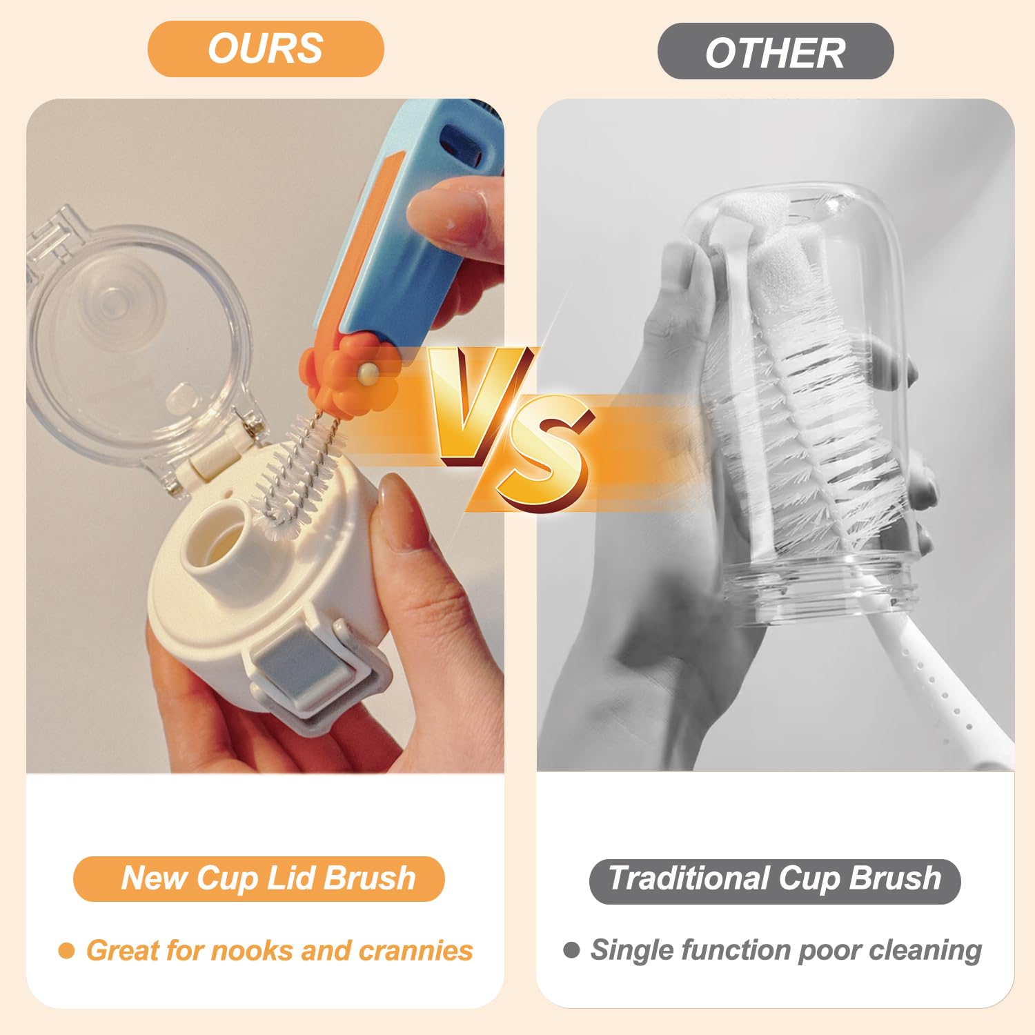 3 in 1 Cup Lid Gap Cleaning Brush Set, Bottle Cleaning Brush Multifunctional Bottle Cleaner Brush Home Kitchen Cleaning Tools, 6PCS 2