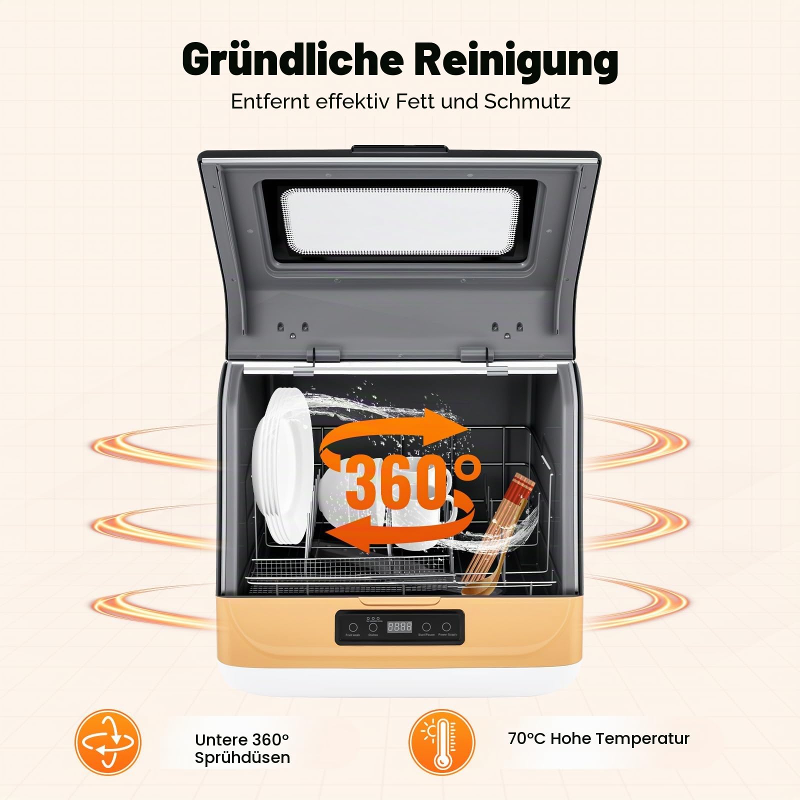 Spülmaschine 45 cm Freistehend, Geschirrspüler aus Edelstahl, Einbauspülmaschine, 12-20 Geschirrteile, Mehrere Reinigungsmodi, IPX1, Luftgekühlte Trocknung, für Häuser, Wohnungen, Wohnheime