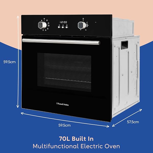 Russell Hobbs Electric Oven 70L 60cm Wide Built In Multifunctional Electric Fan Oven Easy Clean Interior Black RHEO7005B - 2