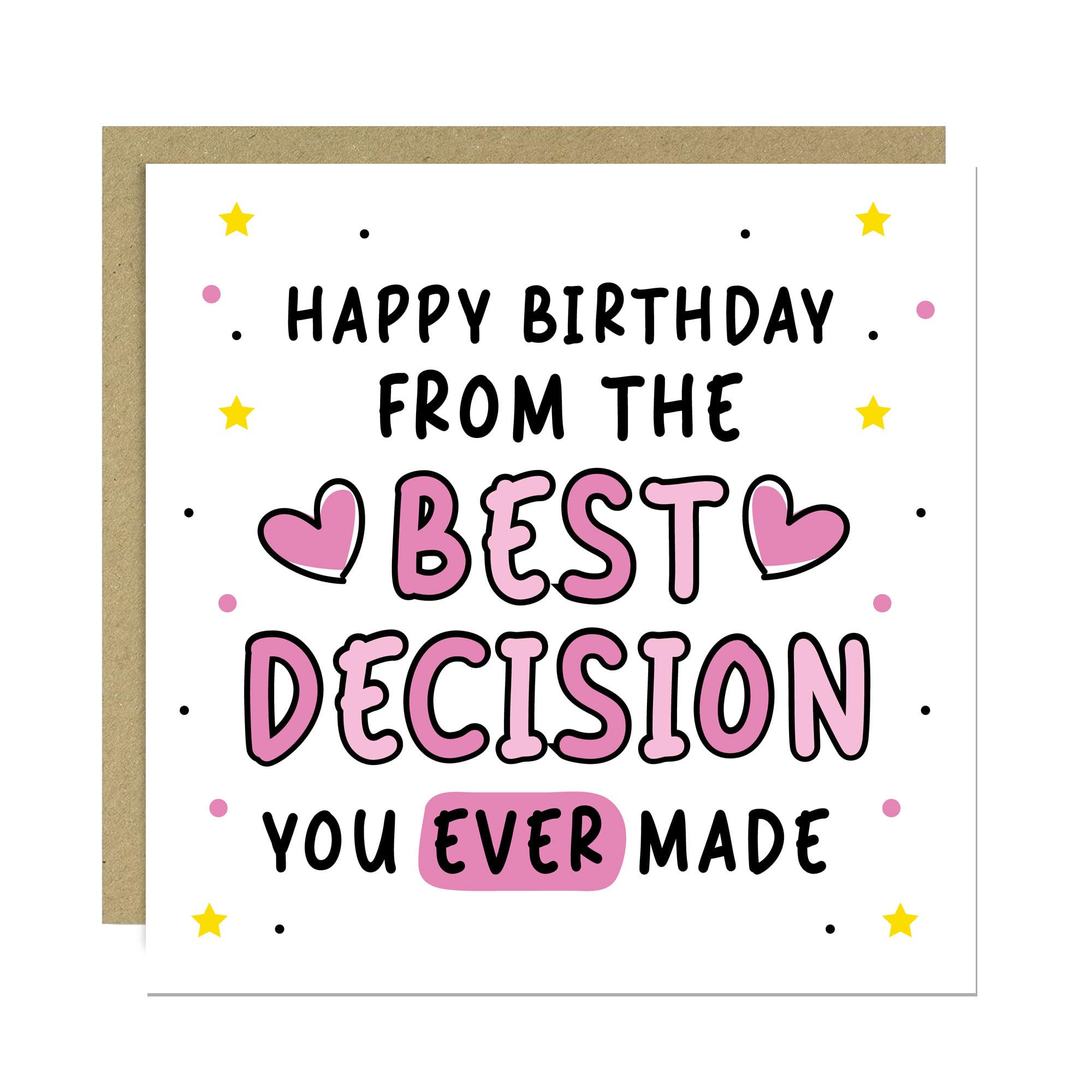RED OCEAN Funny Birthday Card For Husband Wife Boyfriend Girlfriend Happy Birthday From The Best Decision Joke Hilarious Card For Partner With Kraft Envelope