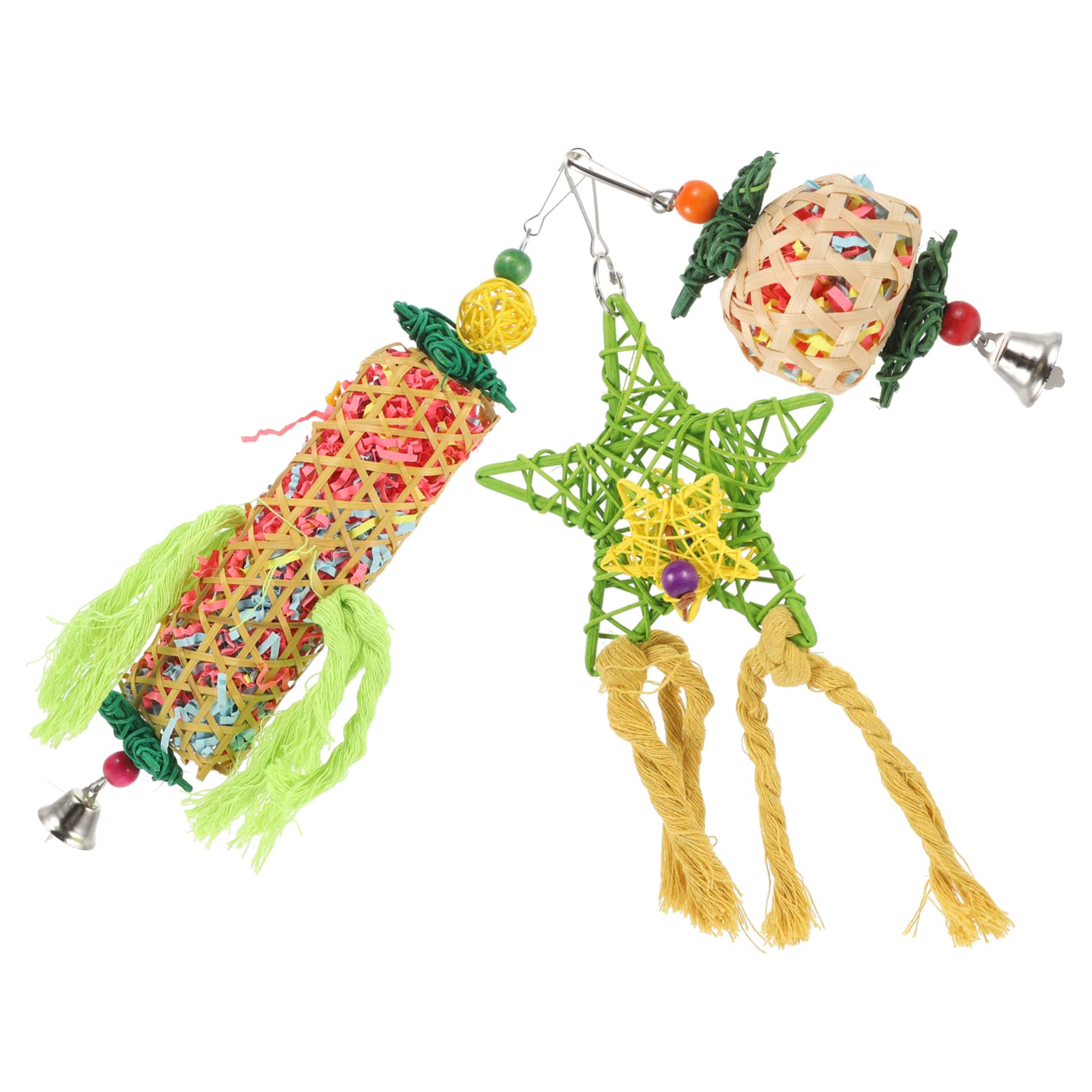 POPETPOP 9piezas Juguetes Colgantes para Aves De Juguetes Masticables para Periquitos Accesorios para Jaula De Aves para Desarrollo De Habilidades y Coordinación