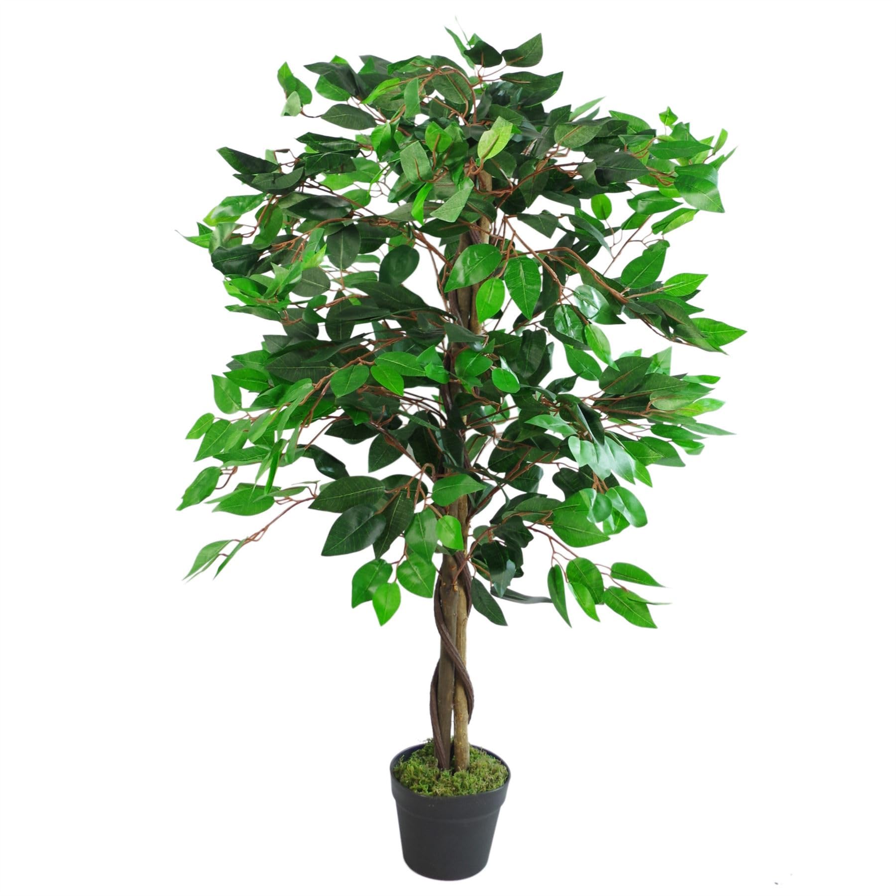 Leaf Artificial Tree/Plant, Wood, Green Twist Ficus, 110cm