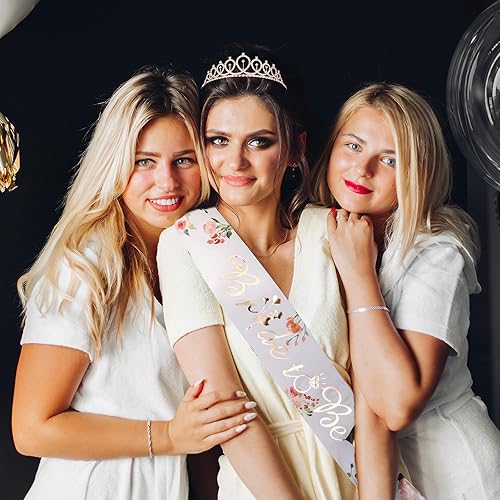 Miniatura 6 de CIEHER Bride To Be, decoraciones de despedida de soltera de oro rosa, despedida de soltera, tiara de novia, bonito regalo de despedida de soltera