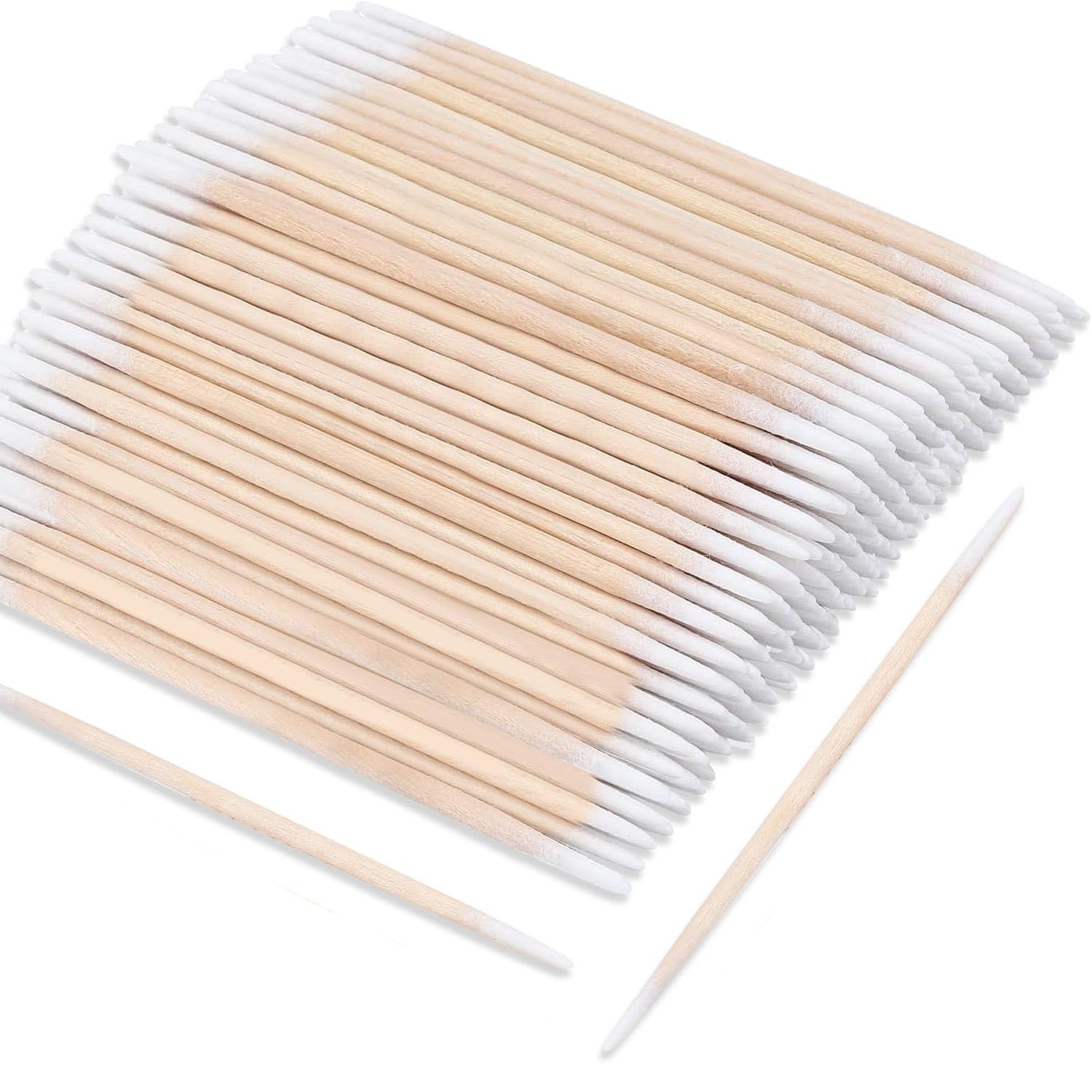 HBSTUDIO Pointed Cotton Swabs, 7cm Precision Cotton Swab Cotton Sticks Applicator for Eyebrow Beauty Make-up Nail Clean, Wood Handle Pointed Tip Head(1000pcs)